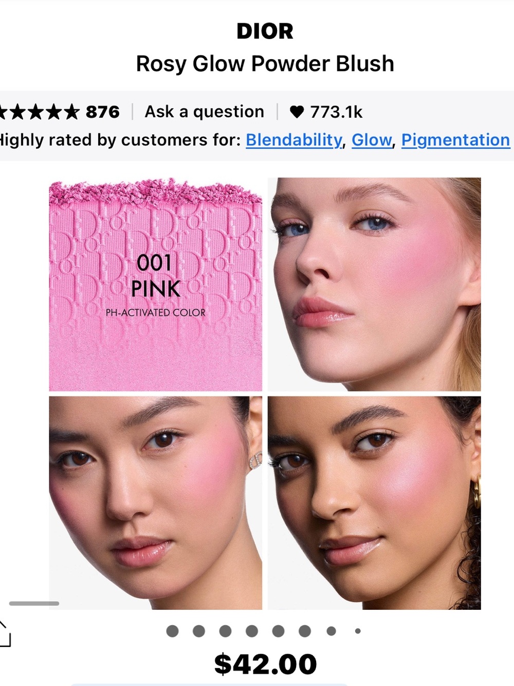 DIOR Pink (001) Rosy Glow Powder Blush